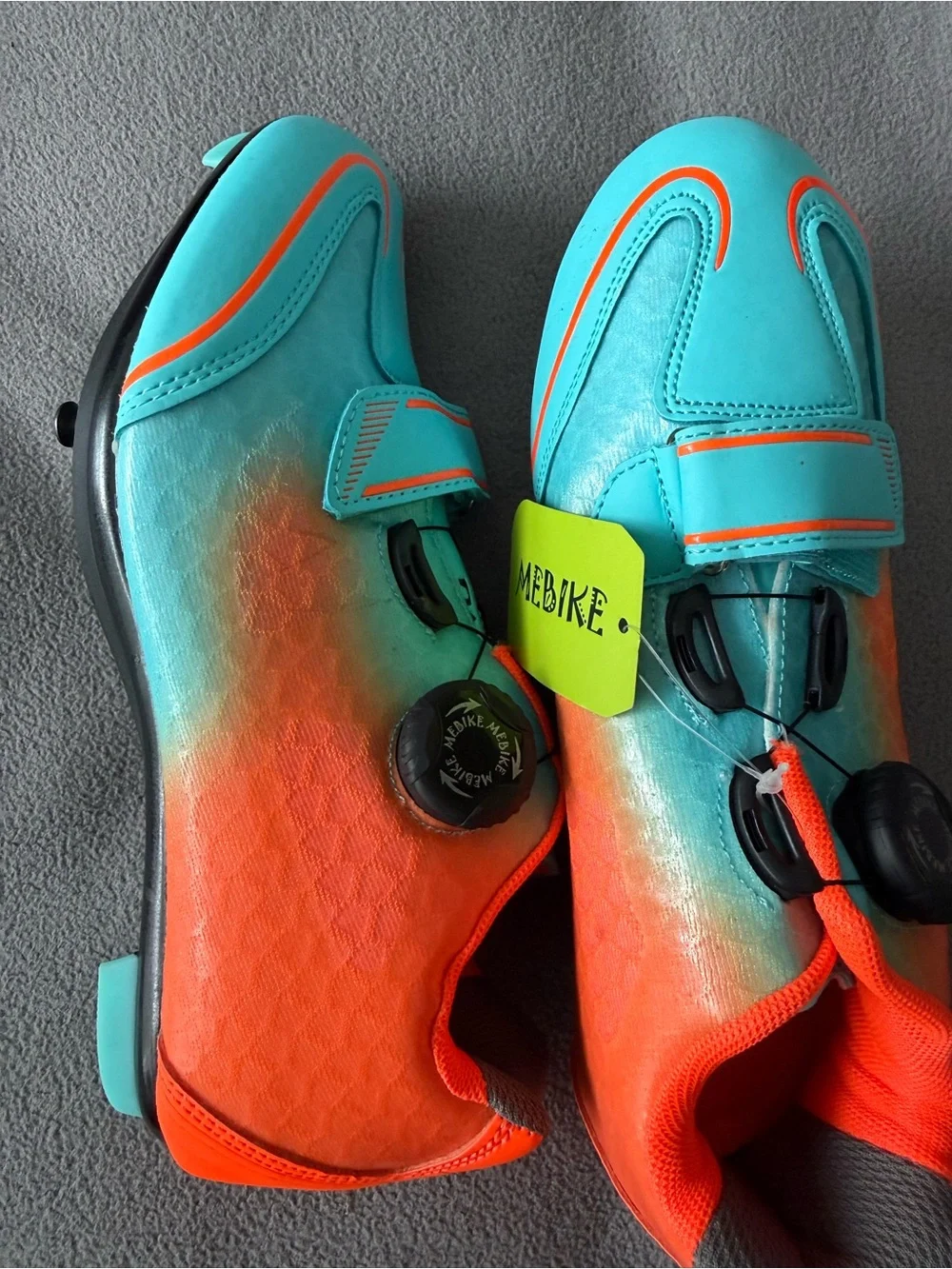 MEBIKE Athletic Cycling Shoes in Turquoise and Orange